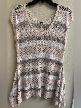 Free People Open-Knit Scoop Neck Sweater Tank.